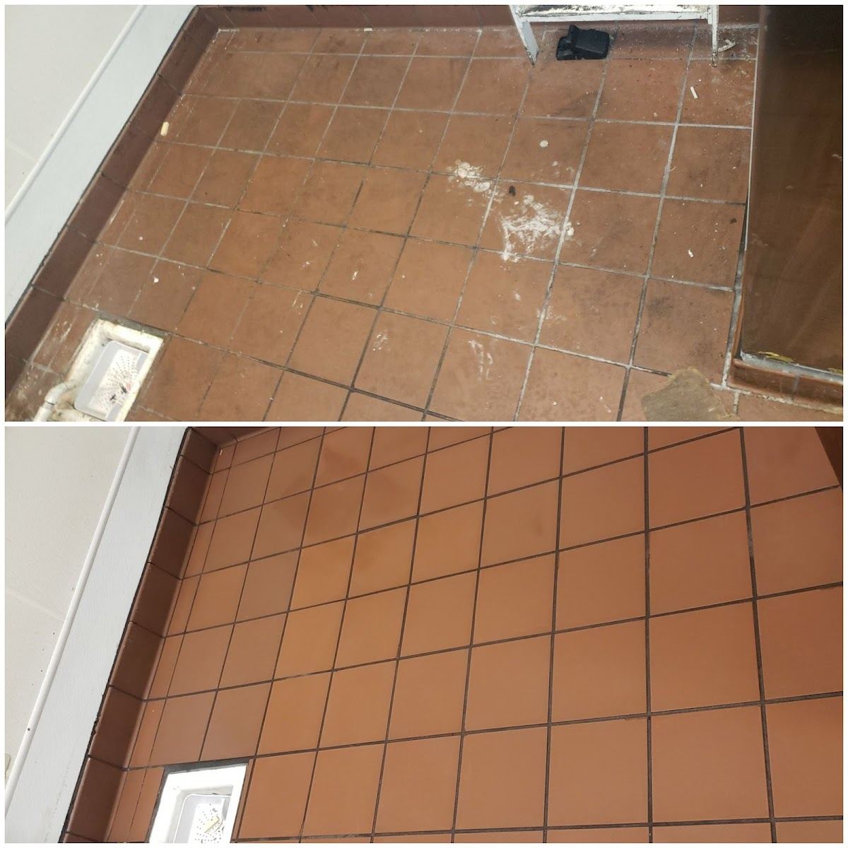 Saltillo tile and grout before and after